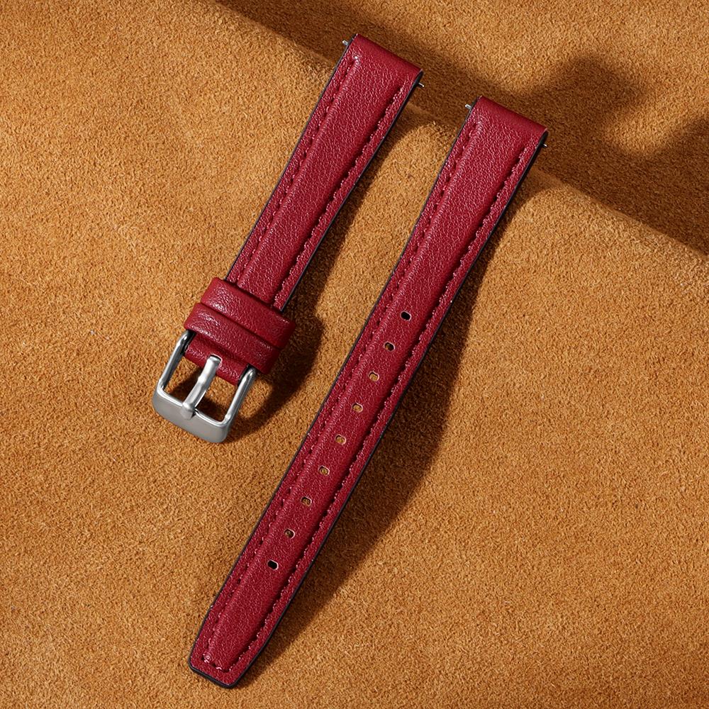 Leather Watch Strap 10mm 12mm 14mm 16mm for Men Women Universal Soft Wrist Band Ultra Thin Bracelet Pin Clasp Watch Accessories