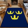 "Blue Carpet with Three Yellow Crowns" Patterned carpet, non slip mat suitable for living room and bedroom sofas