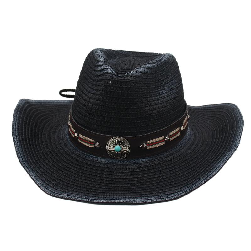 Women'S Sunshade Travel Photo Beach Visor Men'S Summer Western Cowboy Hat New Men'S And Women'S Grassland Straw Hat Top Hat