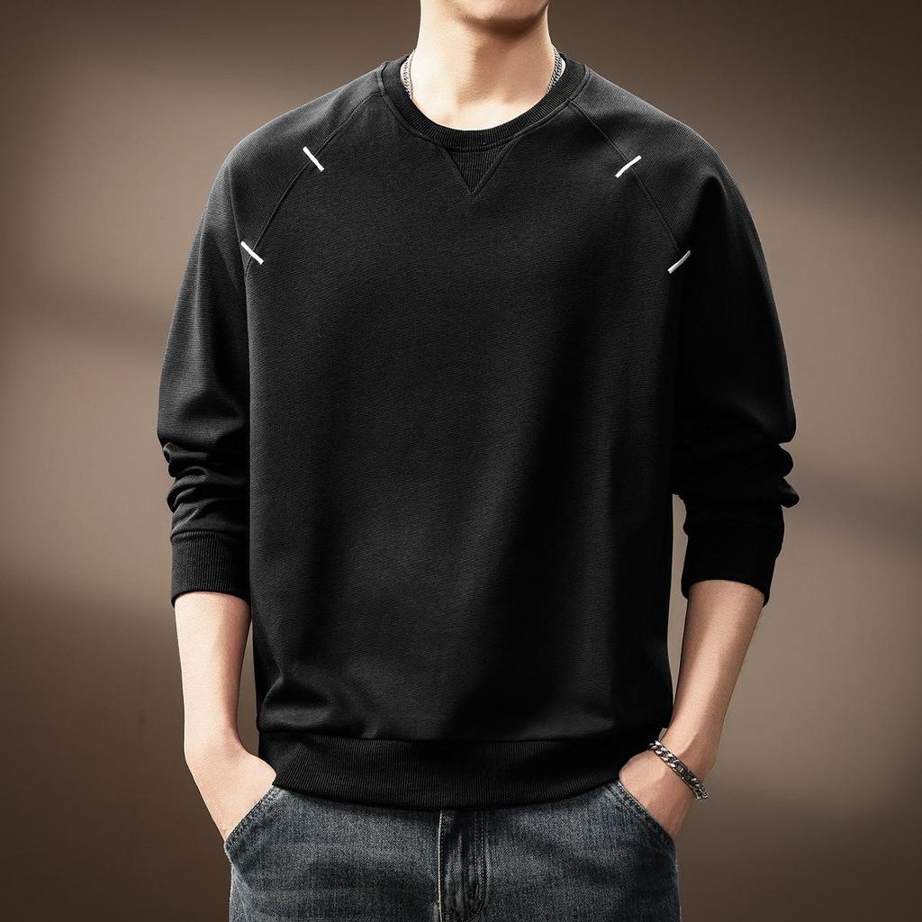 Men's Trendy Patchwork Long-Sleeve Hoodie - Autumn Casual Loose Fit Round Neck