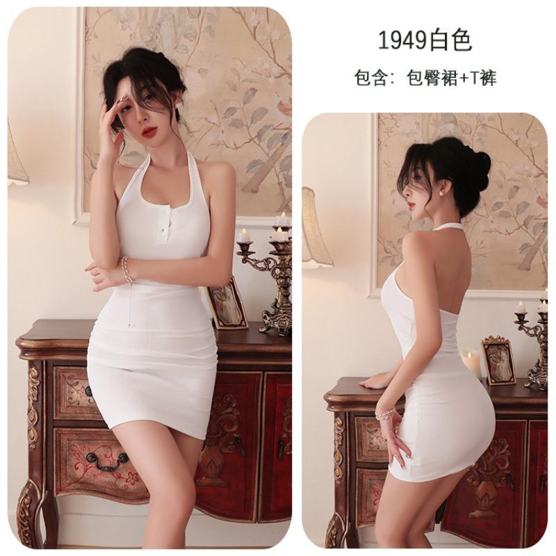Sexy underwear, sexy neck and hip skirt, tight body, pure desire suspender slim dress for women