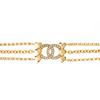 CHANEL Double C Fashionable and Elegant Double C Heart Shape Stacked Necklace Women's Gold