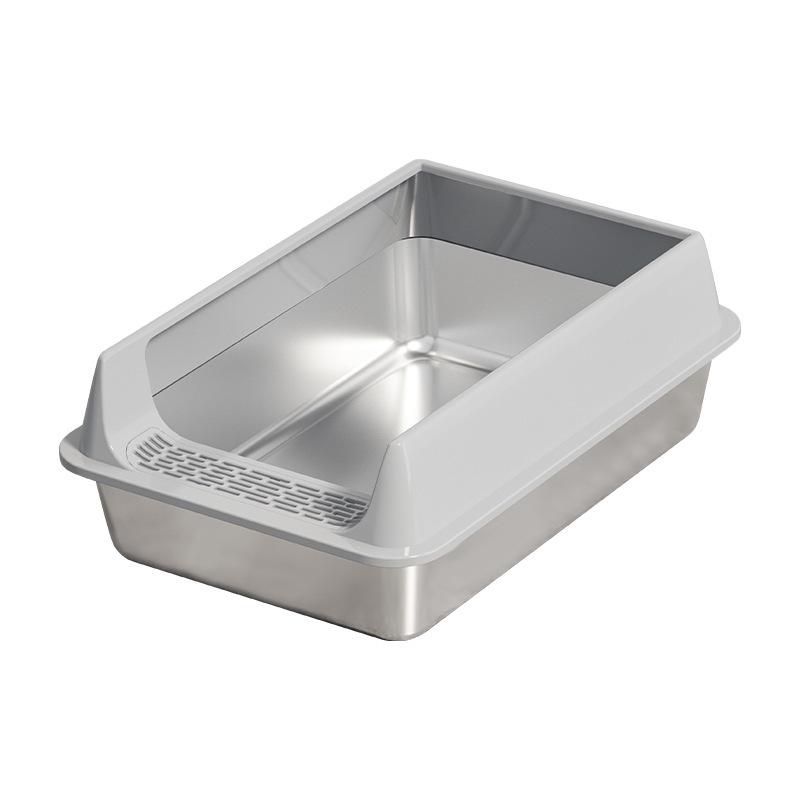Extra Large Stainless Steel Anti-Splash Cat Litter Box: Easy-Clean, Semi-Enclosed, Deep Design