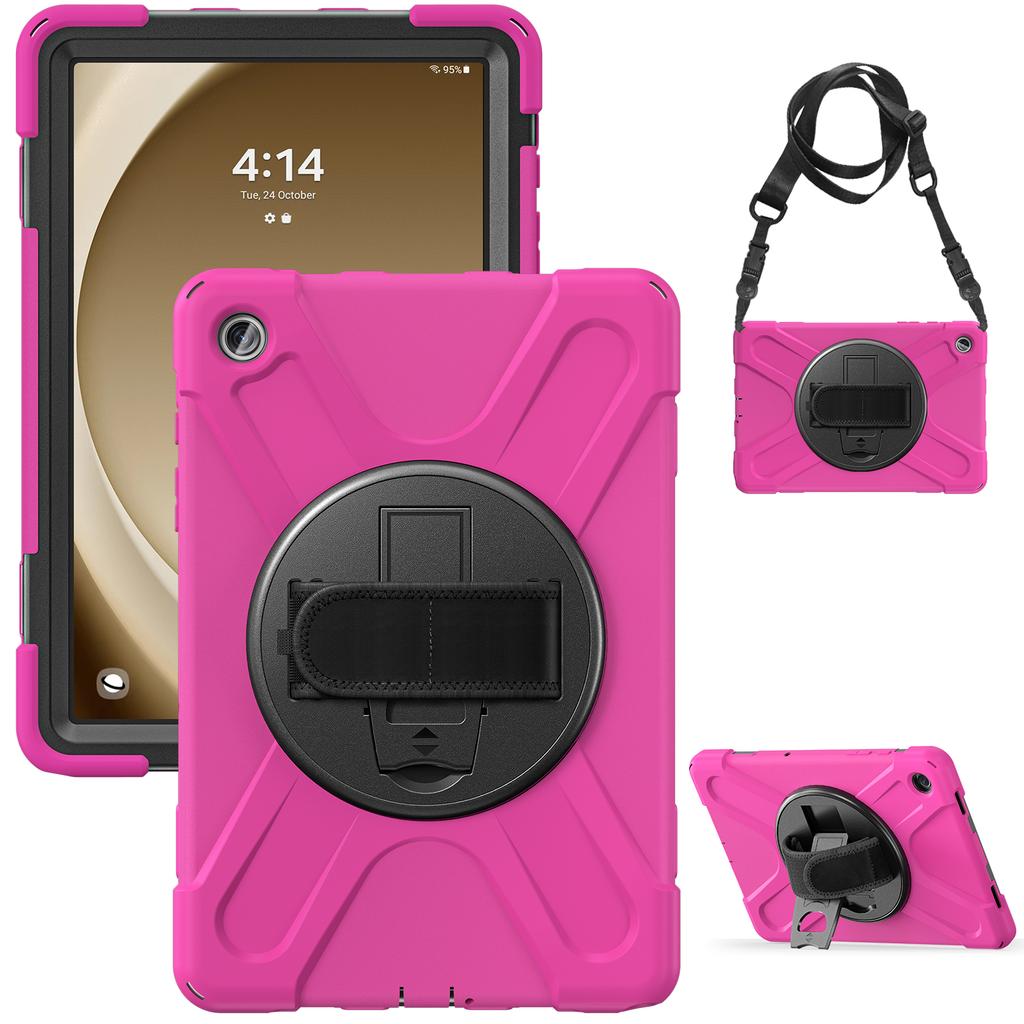 Rugged Case for Samsung Galaxy Tab A9 Plus 2023 11.0 Inch SM-X210 X215 X216B 360 Rotating Stand Cover with Hand & Shoulder Strap