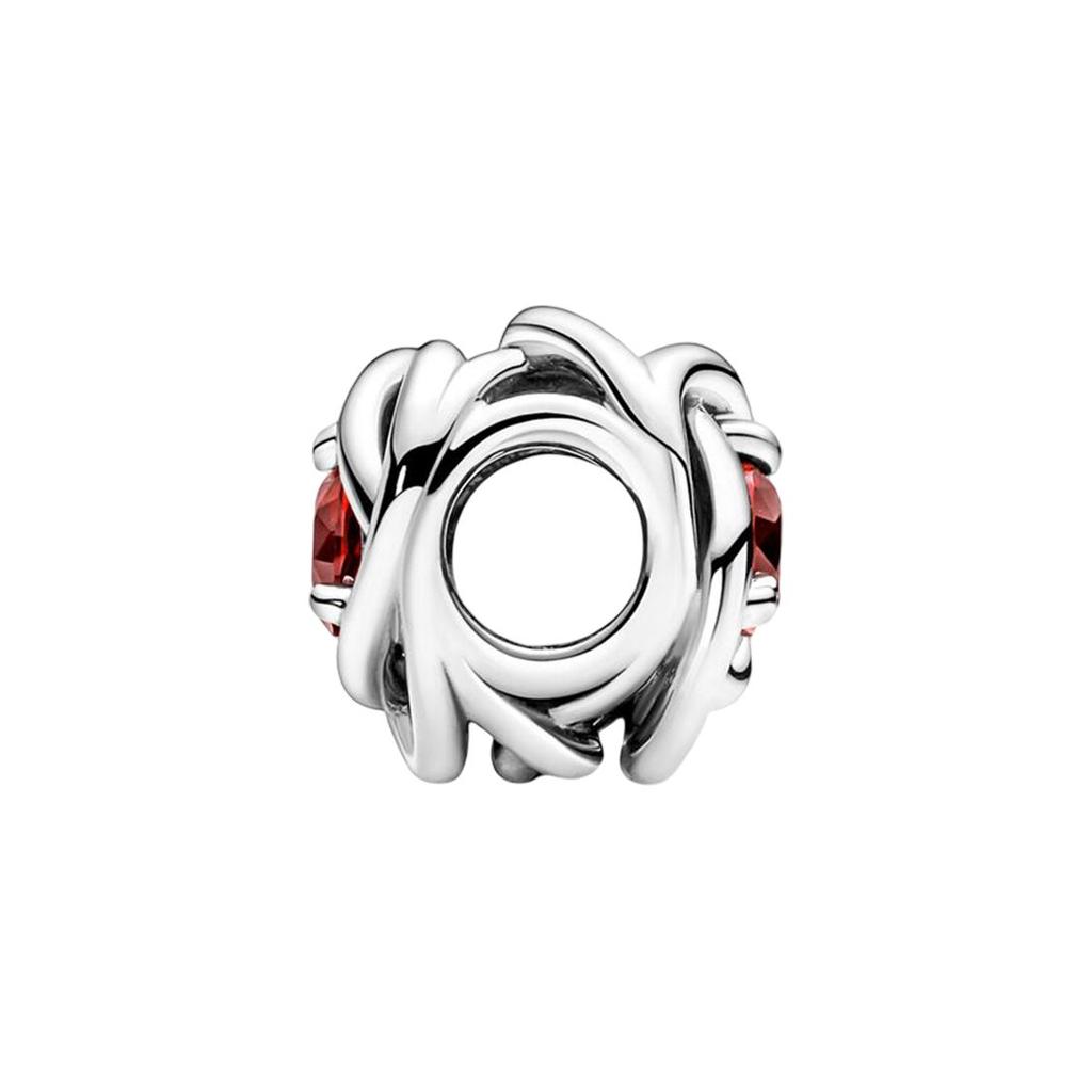 Pandora Moments Eternal Loop Charm Women Jewelry Accessories Red Silver 790065C01
