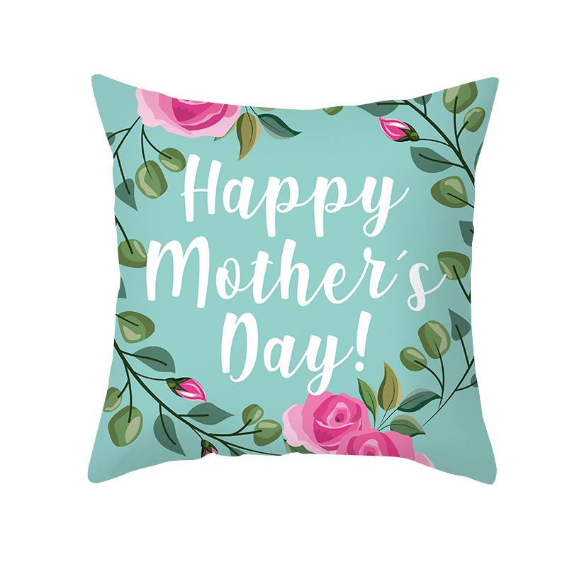 New Mother's Day Printed Pillow Cover Peach Skin Home Sofa Decoration Pillow Bedroom Cushion Pillow Cover