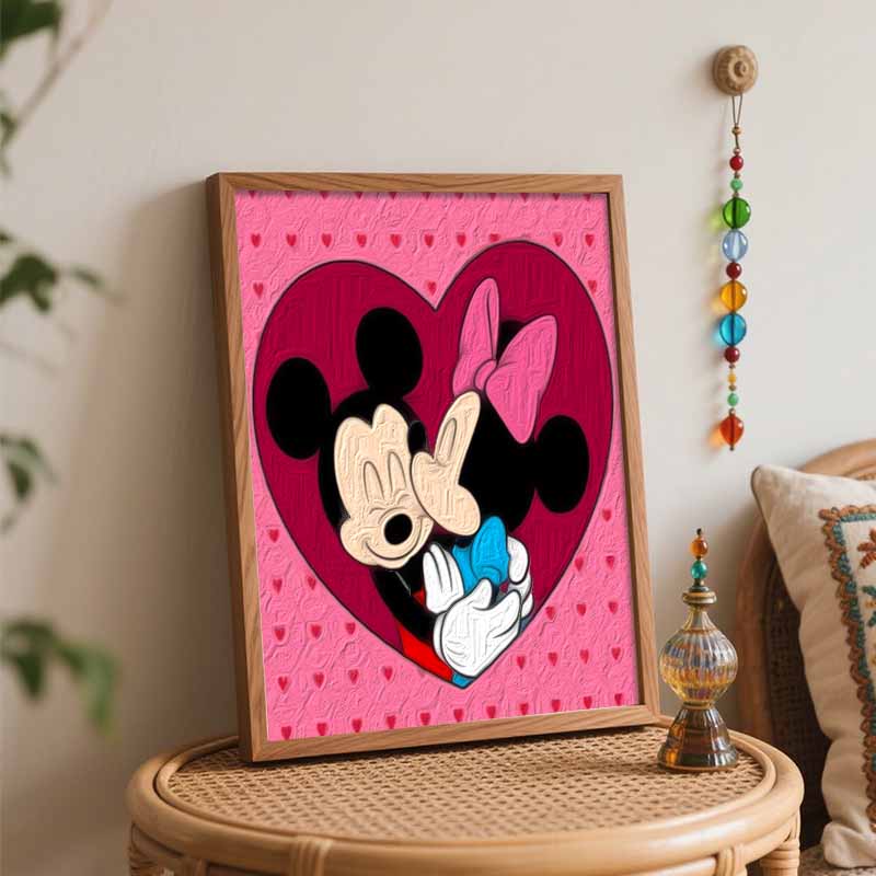 Disney DIY Oil Painting Kits Mickey Minnie Love Hand Painting Home Decor Craft Gift Ideas For Couples Romantic Wall Art Decor 130 Letter