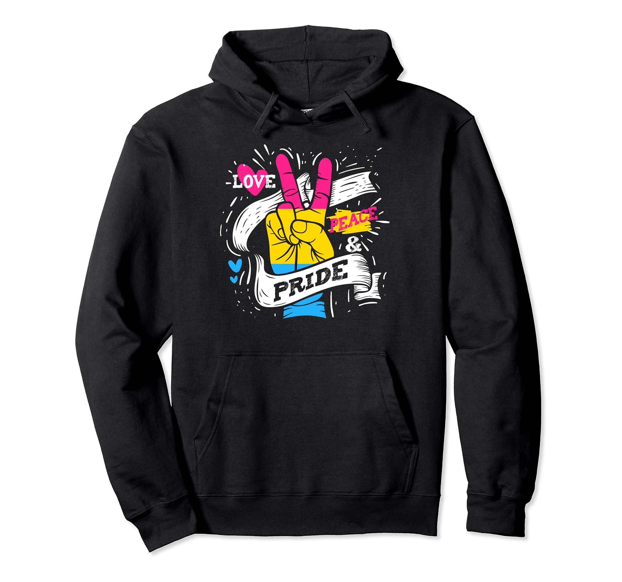 

Satorupan Pride Flag Love Peace Pride Cute LGBTQ Gay Hoodie чорний