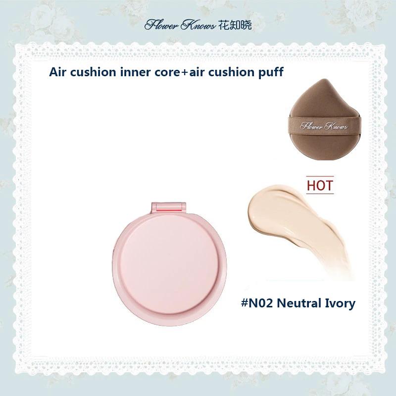 Flower Knows Coussin Bunny Garden Crème Fond de Teint Hydratant Maquillage, Boîte à Poudre Réutilisable, Contenant Uniquement le Recharge