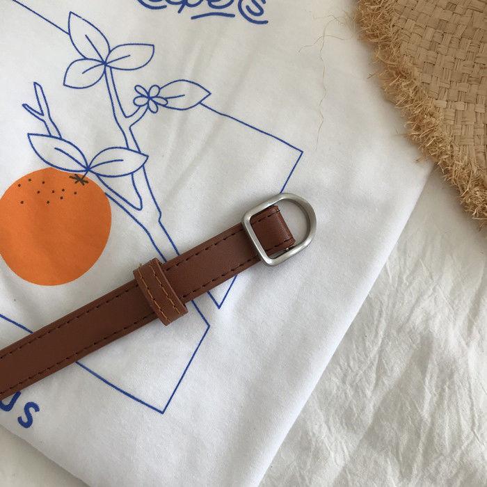 The Korean-style Black Small Belt Without Holes Is A Versatile Belt for Female Students. It Is Delicate and Soft, and Does Not Require Holes