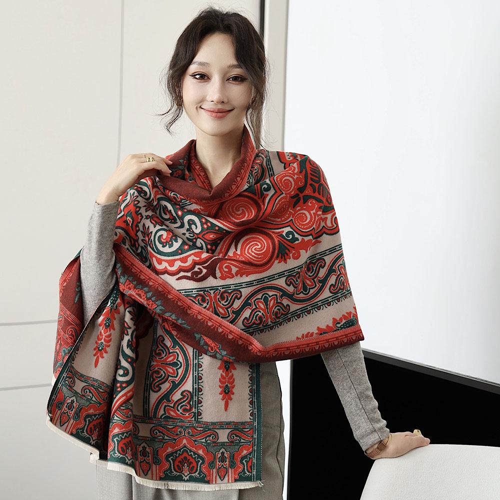Double Sided Scarf For Women, Autumn And Winter Long Style, Suitable For Both Wearing And Wearing Cloaks, With A Thick Imitation Cashmere Shawl