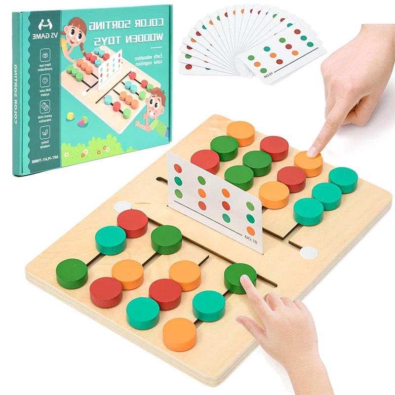 Interesting Toys Montessori Wooden Colorful Slide Puzzle Board Game Color Matching Slide Sensory Educational Toys Preschool Activity For Toddlers