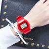 Small Square Matcha Green Electronic Watch, Male And Female Students Luminous Waterproof Sports Electronic Watch