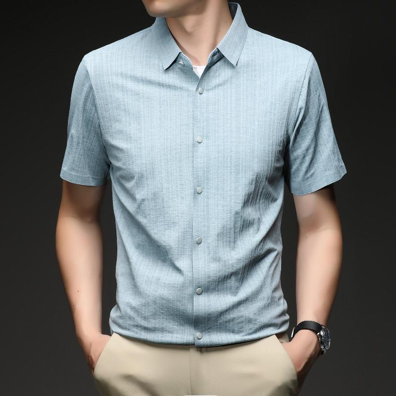 

Men s Seamless Short-Sleeve Shirt, Casual, Cool, Wrinkle-Free 4XL синій
