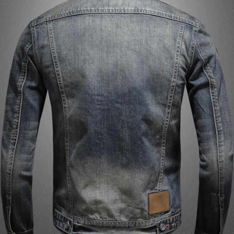 Men's Slim Fit Retro Denim Motorcycle Jacket for Autumn