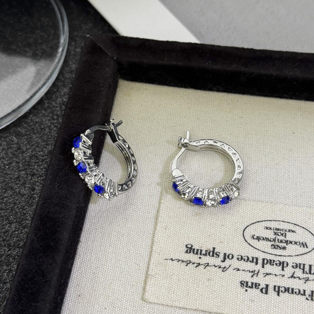 Women Fashion Light Luxury Hollow Circle Inlaid Zircon Ear Buckle Earrings
