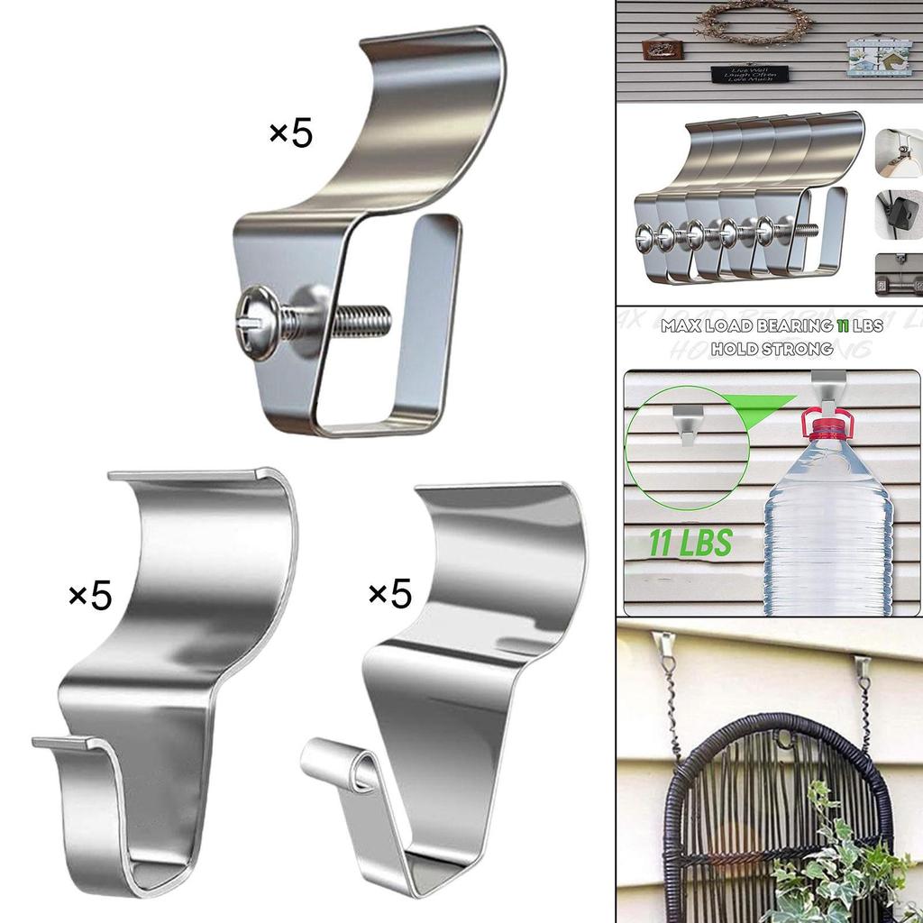 5 Pieces Hooks for Siding Clips Stainless Steel Decorative Hanging Hangers
