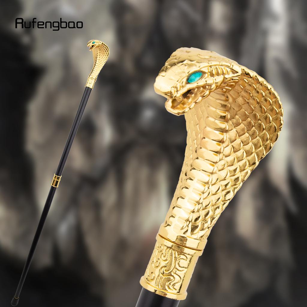 Goldener Luxus Kobra Schlangengriff Mode Gehstock für Party Dekoration Gehstock Eleganter Krummstab Knauf Gehstock 94cm