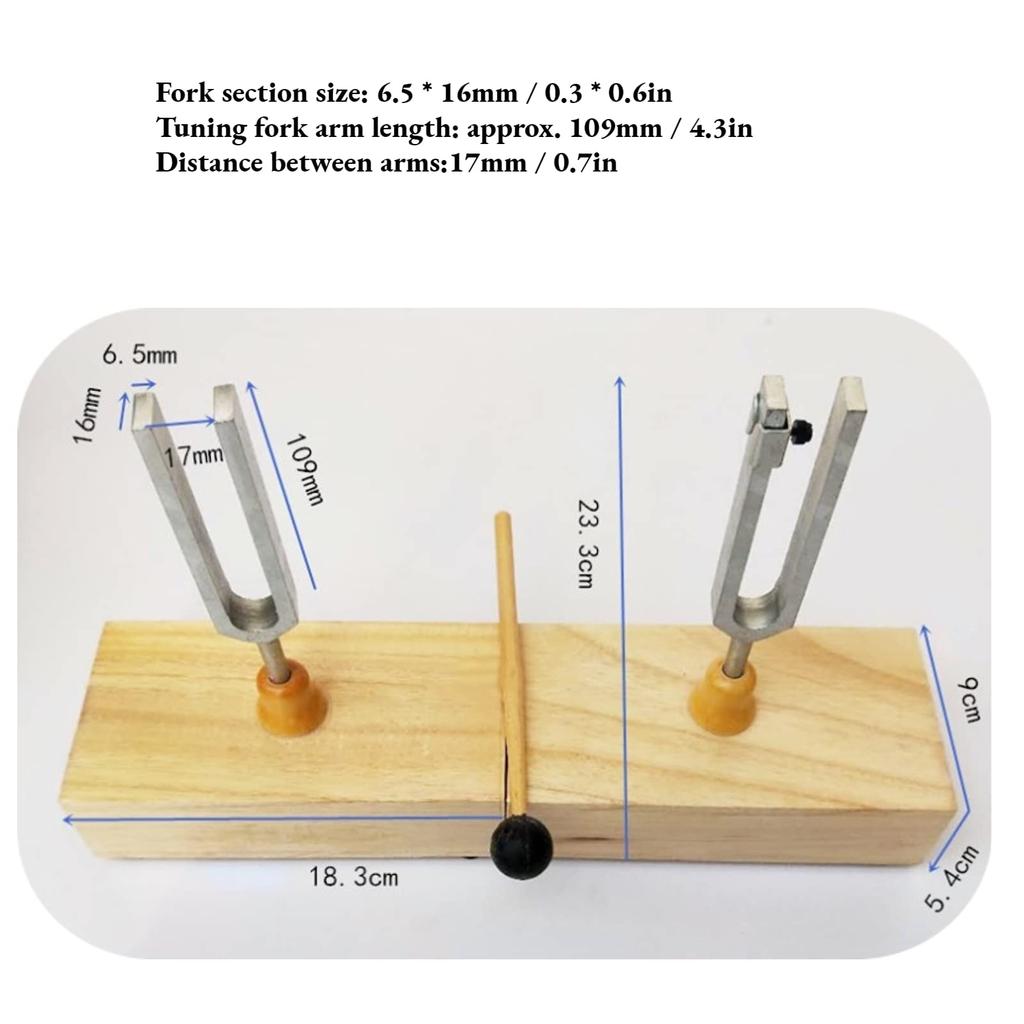 Walfront Resonant Tuning Fork Set (2 Pieces) with Resonator Box, 1 Tuning Fork Knocker, 45# Carbon Steel, 440Hz, Vibration Experiment Apparatus