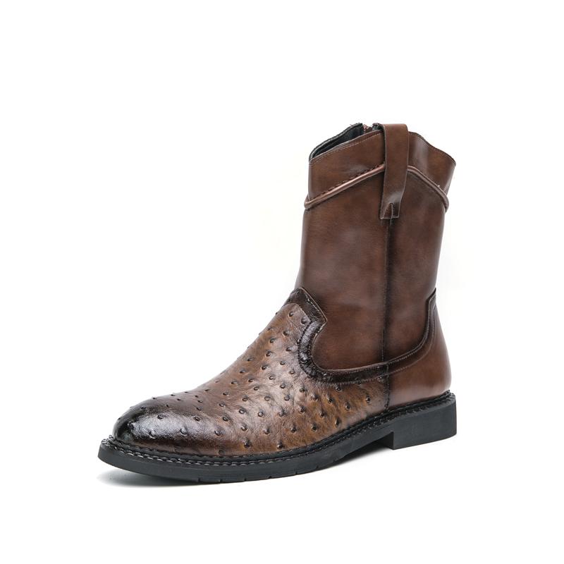 Fashion High top business men's leather shoes Classic design styles Leisure  Formal Party Or daily office Outdoor motorcycle boots -46