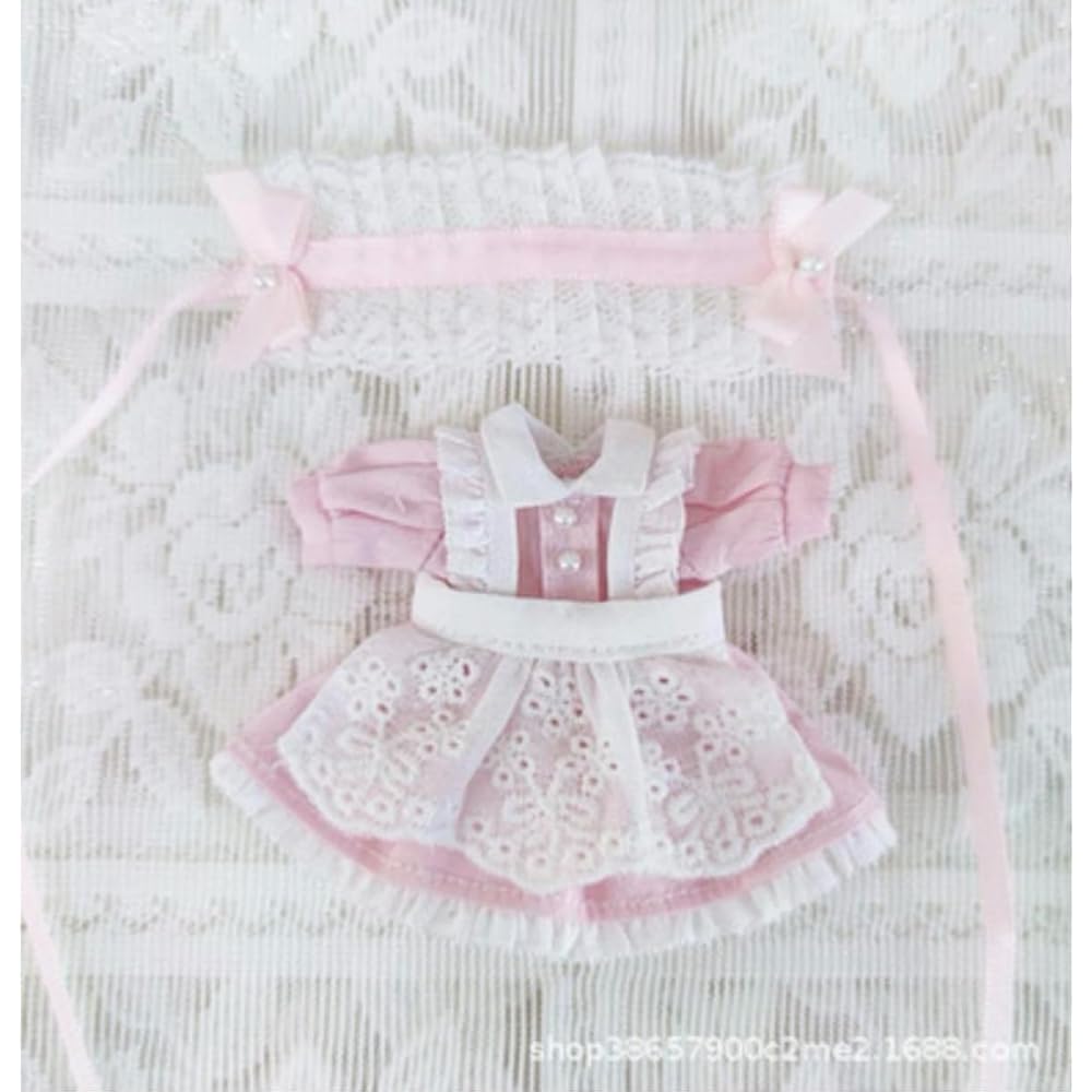 Obitsu OB11 Maid Outfit 3-Piece Set Doll Clothes for 11cm Body 3 Colors Black Pink Light Blue Frill Apron Set