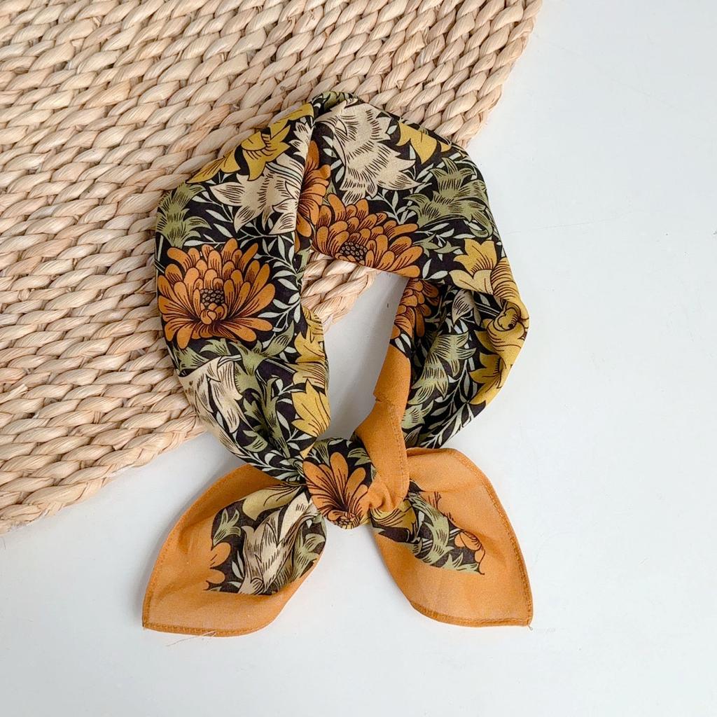 Quadratisches Tuch aus reiner Baumwolle Imitation Blaudruck Baumwoll-Taschentuch Kleines Seidentuch Retro Ethno Stil Schal Sommer Atmungsaktives Halstuch