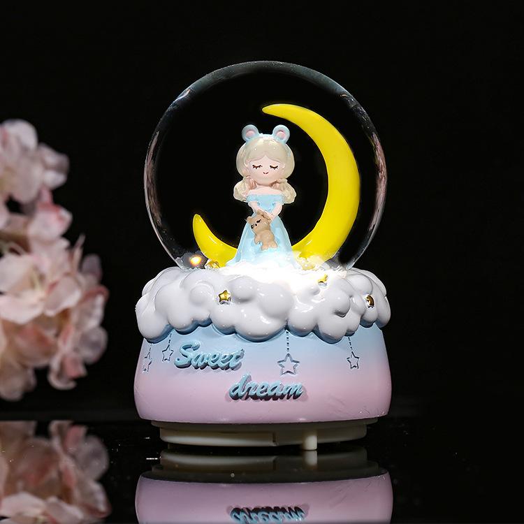 

Moon Heart Girl Girl Luminous Crystal Rotating Music Box Night Light Aaa Battery синій