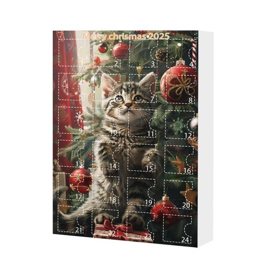 

Кошачий Адвент-календарь 24 дня Рождественский Кошачий Календарь Обратного Отсчета с 24 шт. 2D Акриловыми Кошачьими Подвесками для Любителей Кошек B