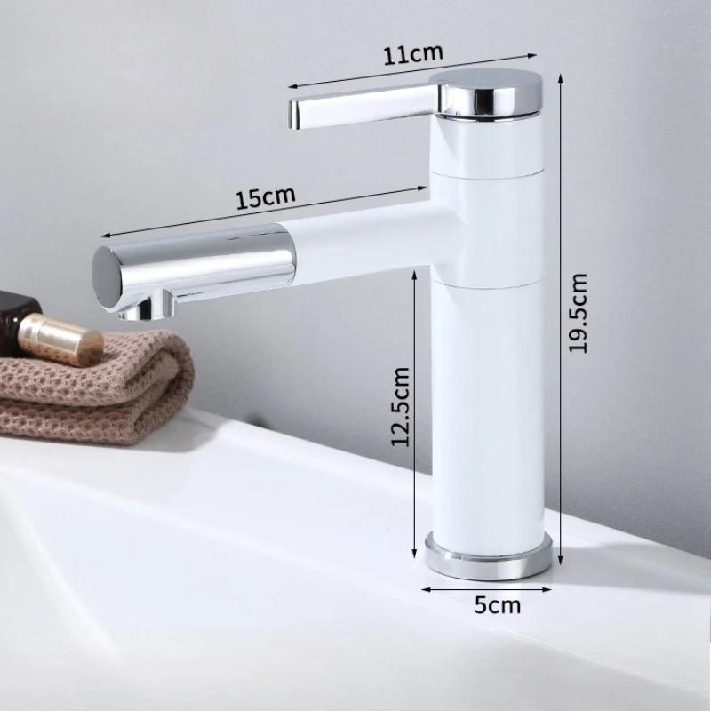 Basin Faucets Brass Bathroom Faucet Vessel Sinks Mixer Vanity Tap Swivel Spout Deck Mounted White Color Washbasin Faucet