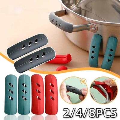 2/4/8Pcs Silicone Pot Handles Cover Anti-scalding Heat-resistant Pot Ear Clip Non-slip Casserole Pan Handle Kitchen Accessories