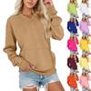 Women's V-Neck Long Sleeve Pullover Sweatshirt with Pocket, Color, Loose Fit for Casual Daily Wear