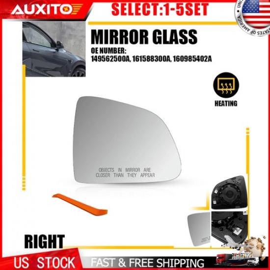 Fit Tesla Y 20-25 Right Heated Mirror Glass with Backing Plate 149562500A 1-5X 1X(1Set) Heated Mirror Gl