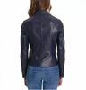 Blue Handmade Leather Women's Fashionable Jacket Lambskin Stylish Casual Wear Biker Soft