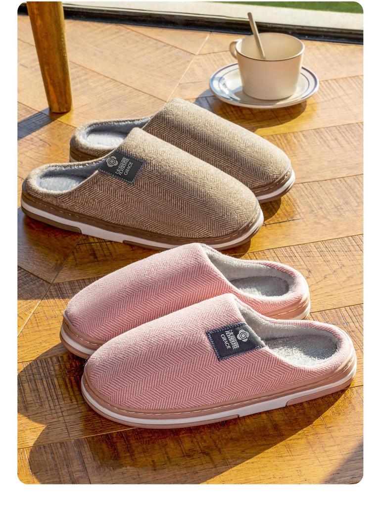 Jie Liya Women's Antibacterial Non-slip Cotton Slippers, Plus Velvet, Warm Autumn/Winter 2025