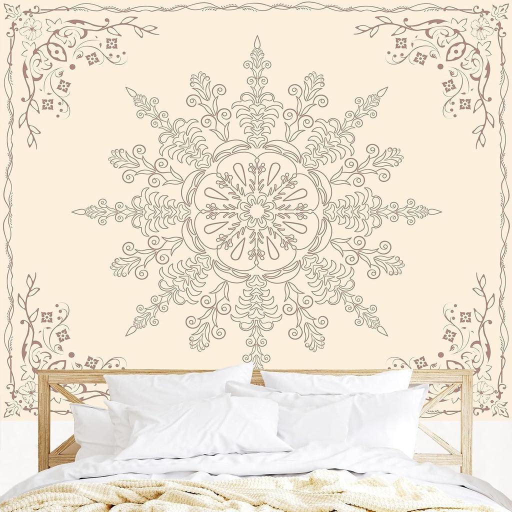 Boho Pink Mandala Wall Tapestry for Bedroom,Room Decor for Teen Girls, Art Floral Wall Hanging for College Dorm