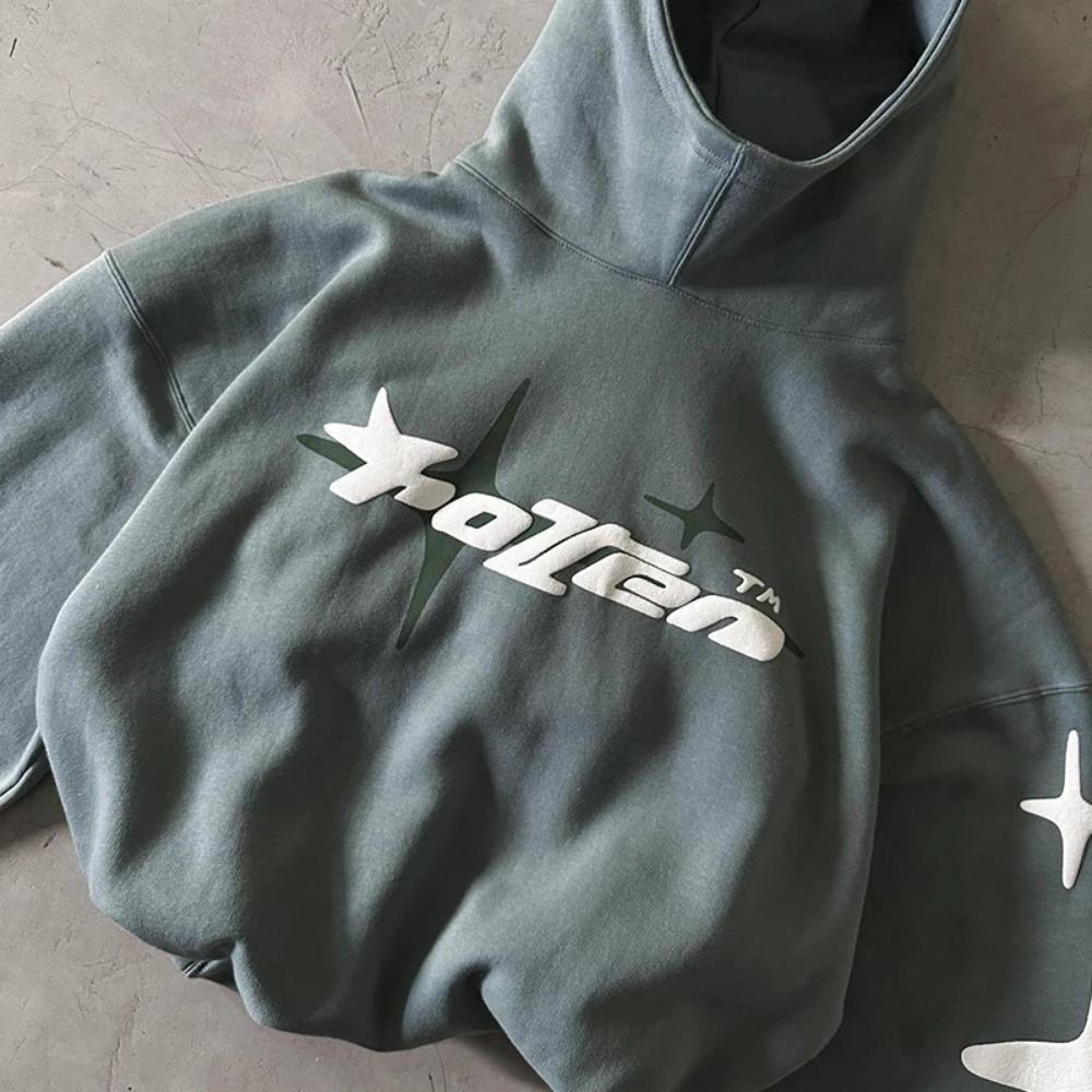 RogueWave Hip Hop Street Pár Mikina Potisk Mikina s Kapucí Volná Ležérní Mikina Tide Pánské Dámské Oblečení