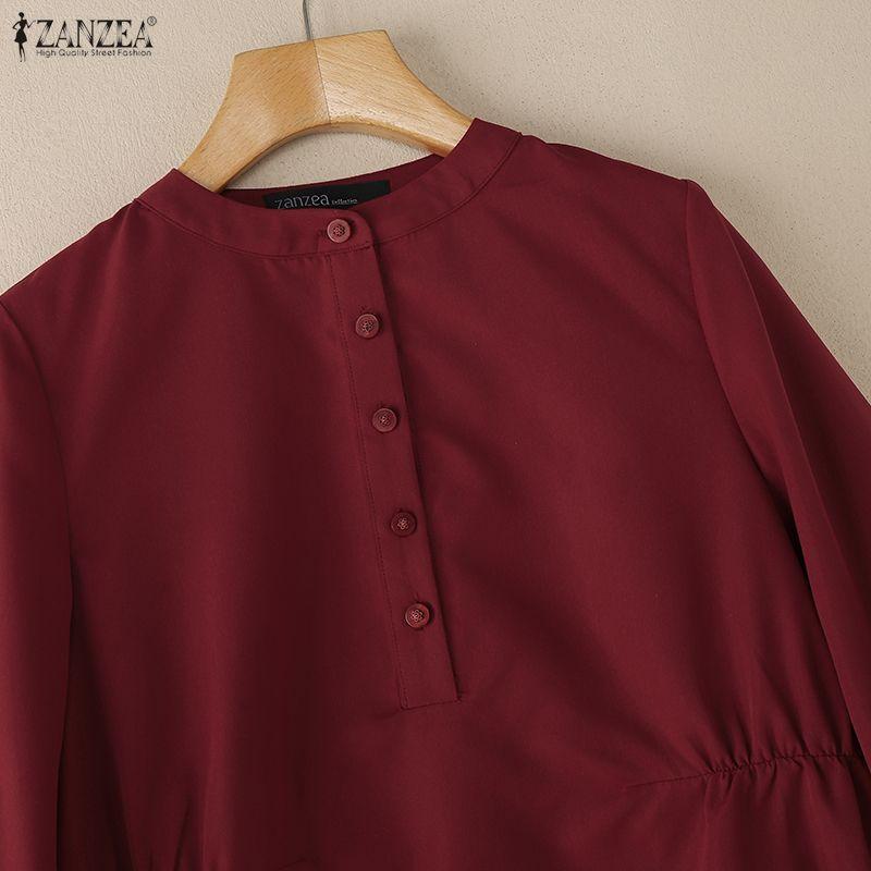 ZANZEA Lässige Bluse mit Rundhalsausschnitt und 3/4-Ärmeln für Damen