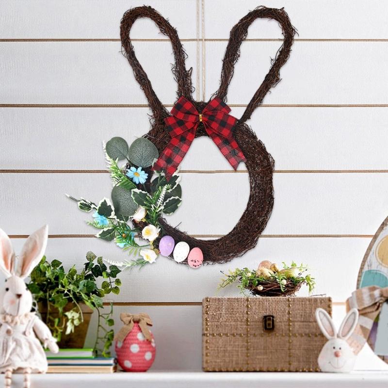 Handmade Easters Door Wreath with Rabbit and Bright Detail Display Garlands Perfect for Holiday Homes Decors