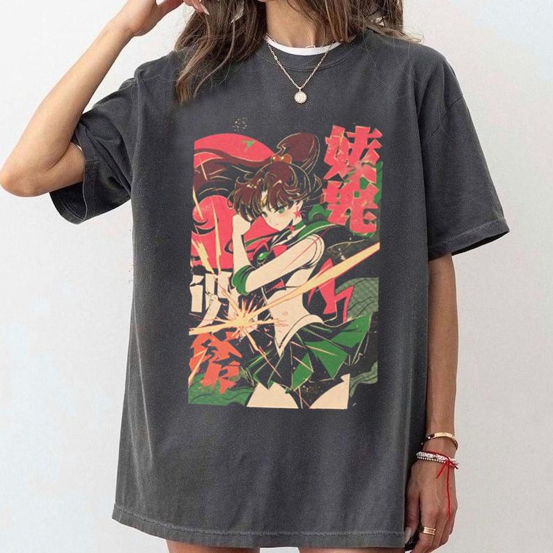 90's Sailor Moon Retro Anime T-shirt, Graphic, Summer, Cotton, Men's, Women's, Streetwear, Casual, Fashionable, Short-sleeved
