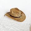 Ethnic Western Styles Natural Paper Straw Hat Sun Protection Rolled Brims Design For Beach Camping Outdoor Activities