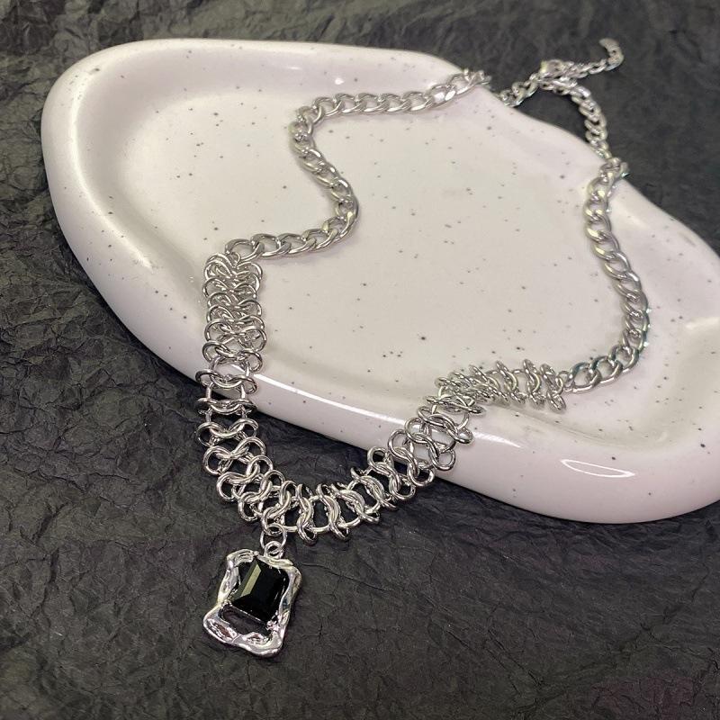 Black Zircon Pendant, Word Chain Necklace, Women's Ins Simple Temperament Cold Style Hip-hop Necklace Trend