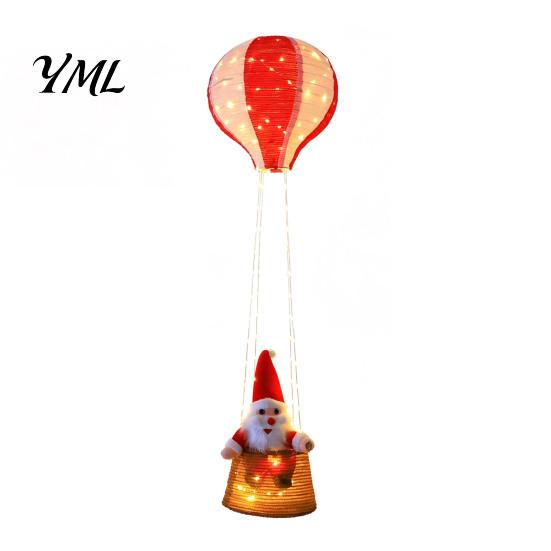 Reusable Christmas Party Supplies Santa Claus Hot Air Balloon Lantern, Lighted Outdoor Decoration with Foldable Holiday Decorations LED String Lights,