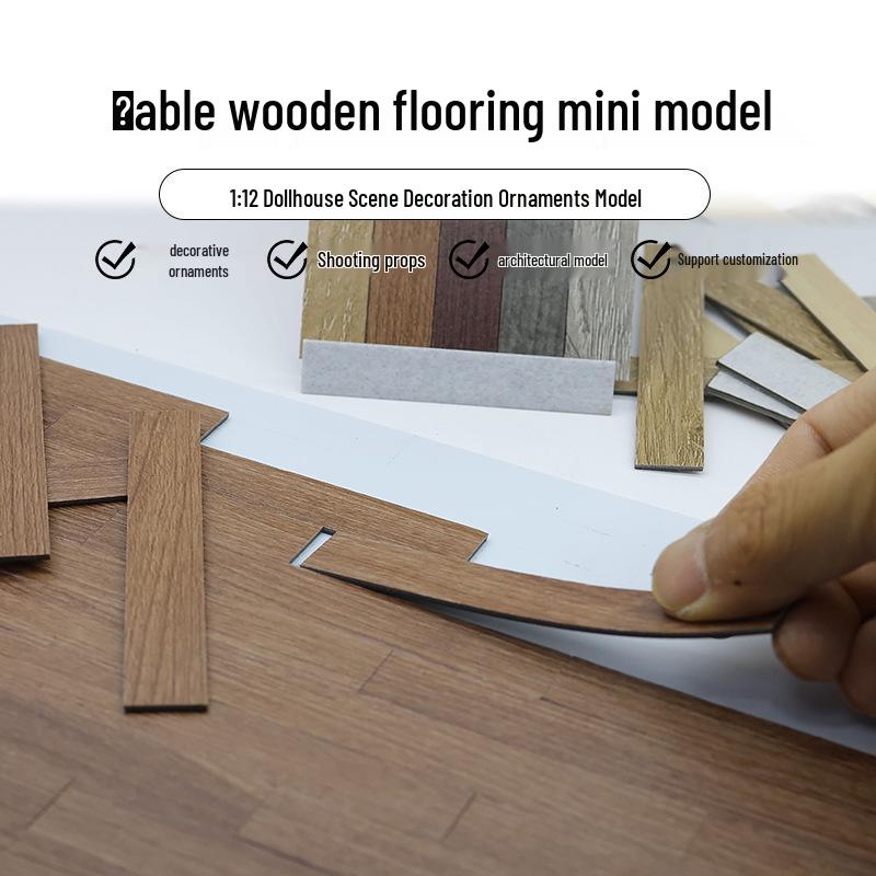 Miniature Herringbone Wood Grain Floor Tiles for Dollhouse Flooring