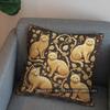 2D Golden Cats With Vine And Flowers Pillow Cover Pattern Cushion Cover Suitable For Sofa Bedroom Car Pillow Cover