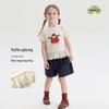 Girls' Summer Cartoon Print Ruffle Short Sleeve Top