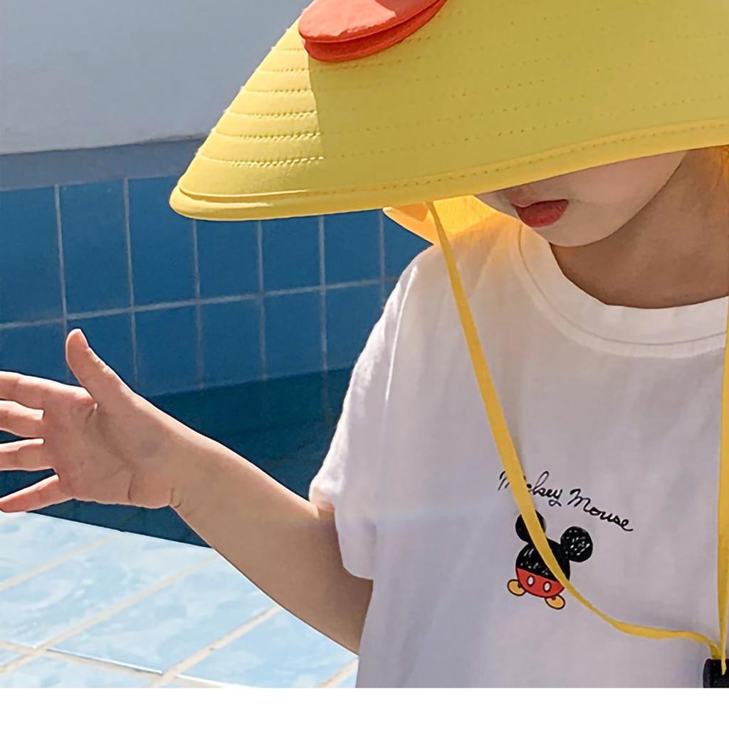 Children Summer Hat Lovely Big Brim Sunscreen Hat Fisherman Hat for Baby Boy Girl Yellow Free Size