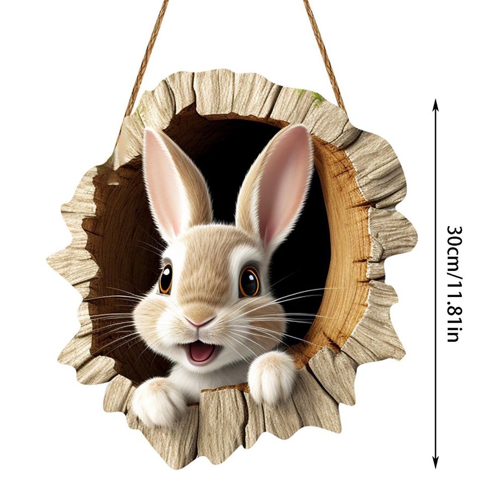 3/1 Set Easter Bunny Door Sign Pendant Decoration Wooden Hanging Spring Happy Rabbit Construction Door Easter Party Decor 2025