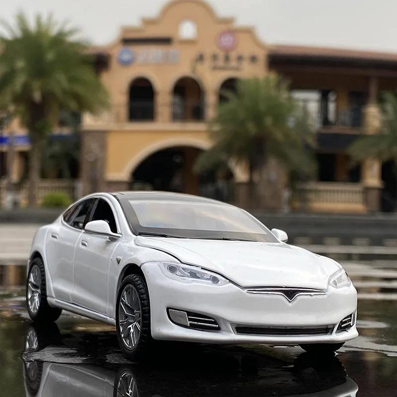 1:32 Model S Model 3 Model X Alloy Car Model Diecast Metal Toy Vehicles Car Model Simulation Sound and Light Kids Toy Gift