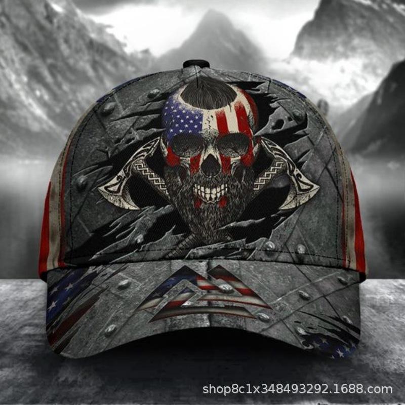 Casquette de baseball à imprimé D POD crâne casquette rétro européenne et américaine personnalisée chapeau de soleil
