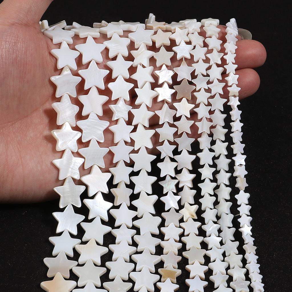 1strand Star Shape Shell Beads White Shell Charms Multiple Size Loose Beads For Necklace Bracelet Jewelry Making Accessories